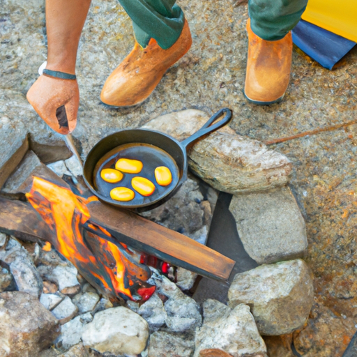 A person cooking over a campfire, showcasing the joy of outdoor cooking during camping trips.